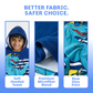 Cool Blue Dino Poncho Bath Towel for Kids, 1-7 years, 60 x 60cm | 100% Cotton, Skin-Friendly Microfiber Hooded Toddler Pool Towel | Quick-Drying, Water Absorbing, Full-Size Bathrobe