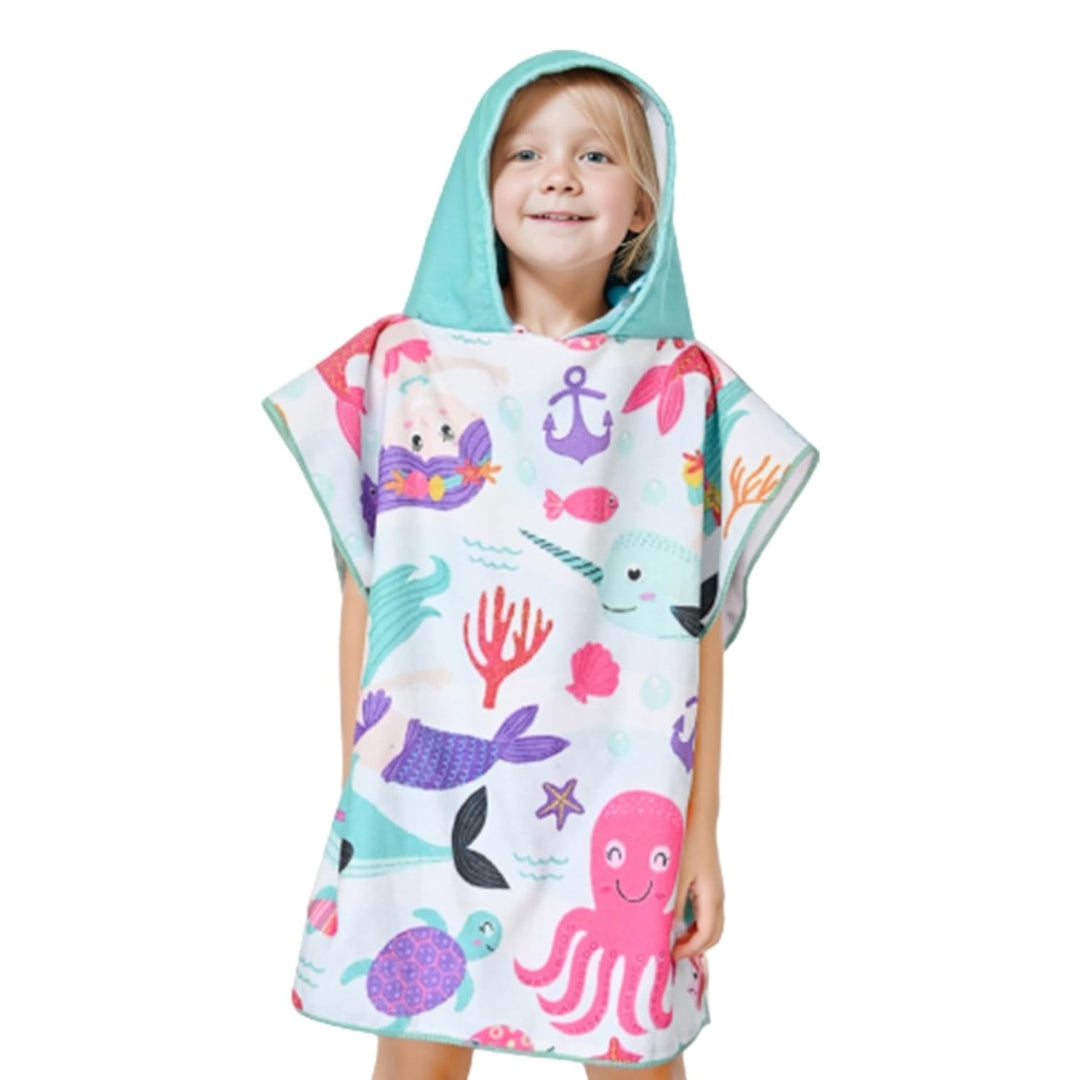 Green Sea Mermaid and Friends Poncho Towel for Kids aged between 0 to 7 years, perfect 60 x 60 cm size. Cool Poncho Bath Robe Towels for Kids at lowest prices only @ Famyo. Shop 2 Poncho Towels @ Just Rs 999 with poncho999