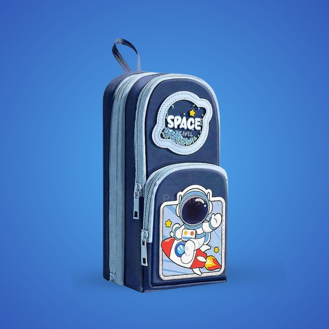 Leo the Astro Glow Maxx Blanket & Blue Space Pencil Pouch Combo | Soft Flannel Queen Size AC Blanket + Soft Shell Pencil Box for Kids - Famyo Gift Set