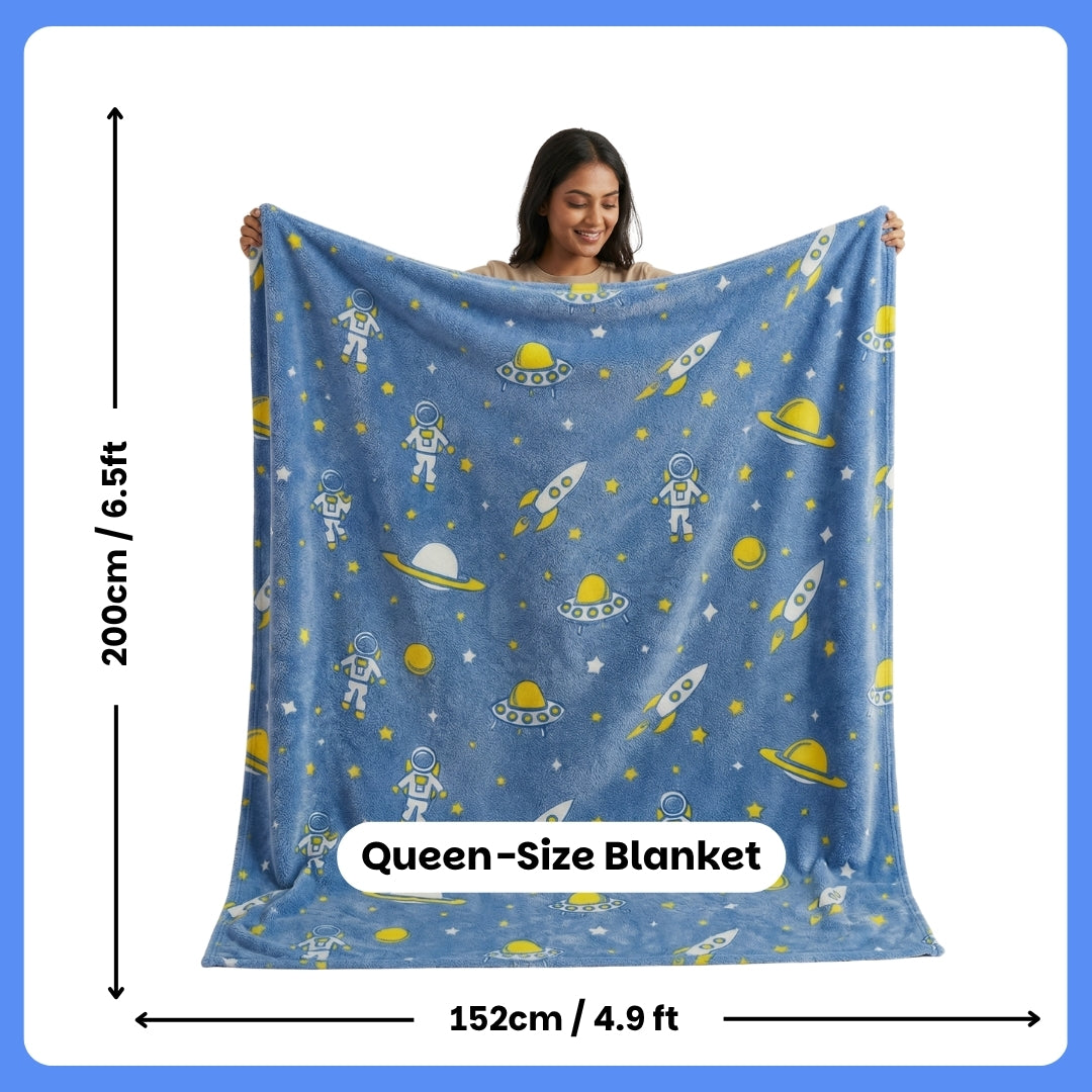 Astronaut Glow Blanket | Soft Flannel AC Blanket for All-Season | Perfect Gift for Kids
