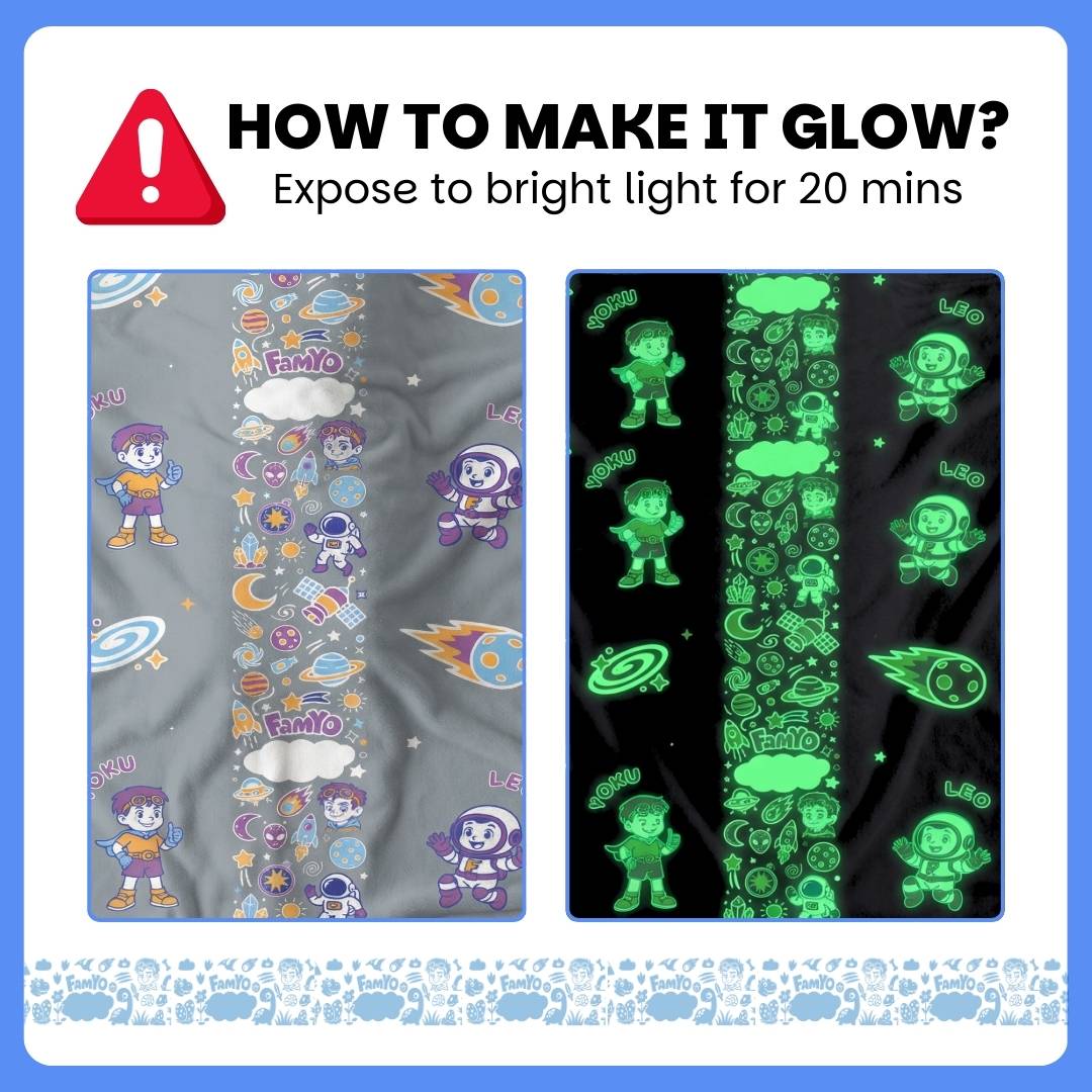 Leo the Astronaut Glow Maxx Blanket for Kids – Soft Kids Blanket, Perfect Gift for Kids 0-15 years