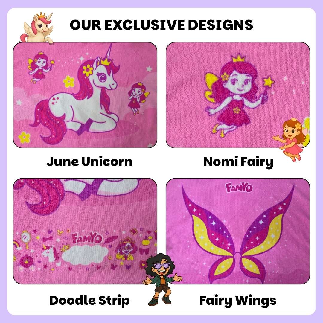 June the Unicorn Kids Towel from Famyo Hood Maxx Series – Ultra-Soft Kids Hooded Towel for Ages 0–7 | Perfect Gift for Kids