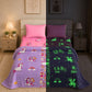 June the Unicorn & Mira the Mermaid Glow in the Dark Quilt/Blanket/AC Comforter & Glow Bedsheet Set for Kids | 4 PC Queen Size Bedding Set