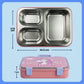 June the Unicorn bento lunch box for kids featuring 3 stainless steel compartments, leakproof design, BPA-free outer body, child-friendly locking clips, organised meal storage, and perfect for school lunches, travel, daycare, and everyday use.