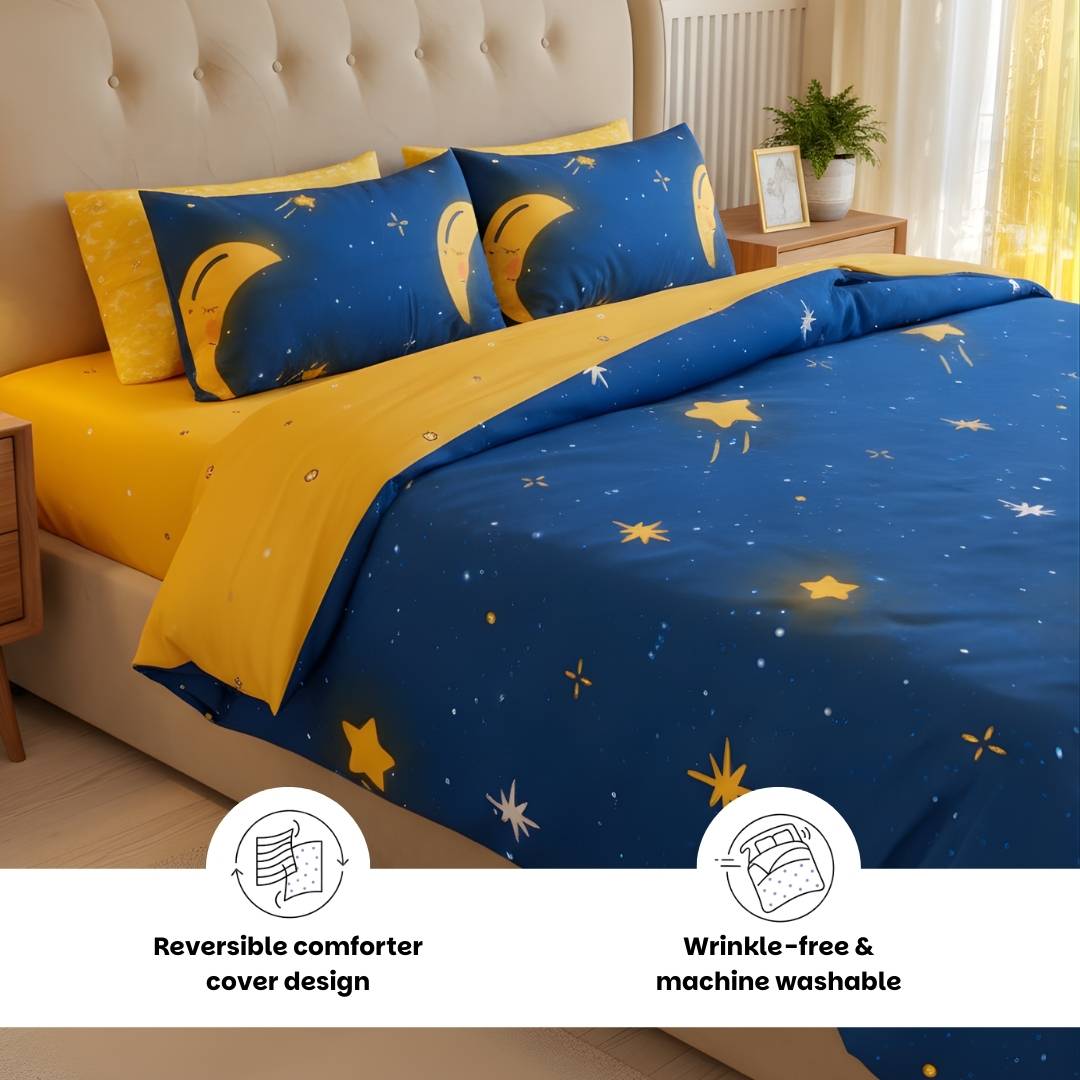 Moon & Star 250TC King Bed Sheet Set (Set of 4 or Set of 5)