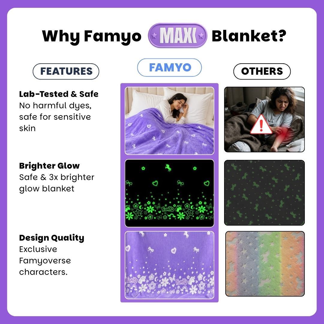 Lavender Unicorn & Dark Blue Astronaut Glow Quilt/Blanket/AC Comforter Set of 2 | Soft Flannel Queen Size Glow Blankets | All-Season Comfort