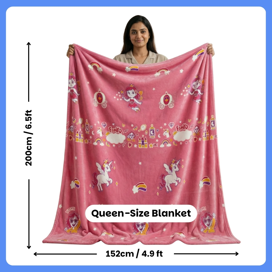 June the Unicorn Glow Blanket – Glow Maxx Series | Soft Flannel AC Blanket for All-Season | Perfect Gift for Kids