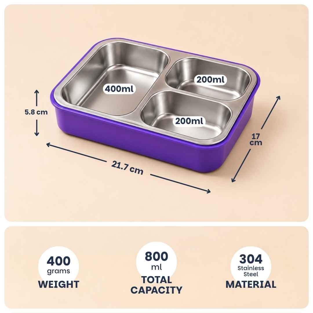 Game On Bento Lunch Box for Kids featuring a video game console print, 3 stainless steel compartments, 800 ml capacity, and a BPA-free outer body