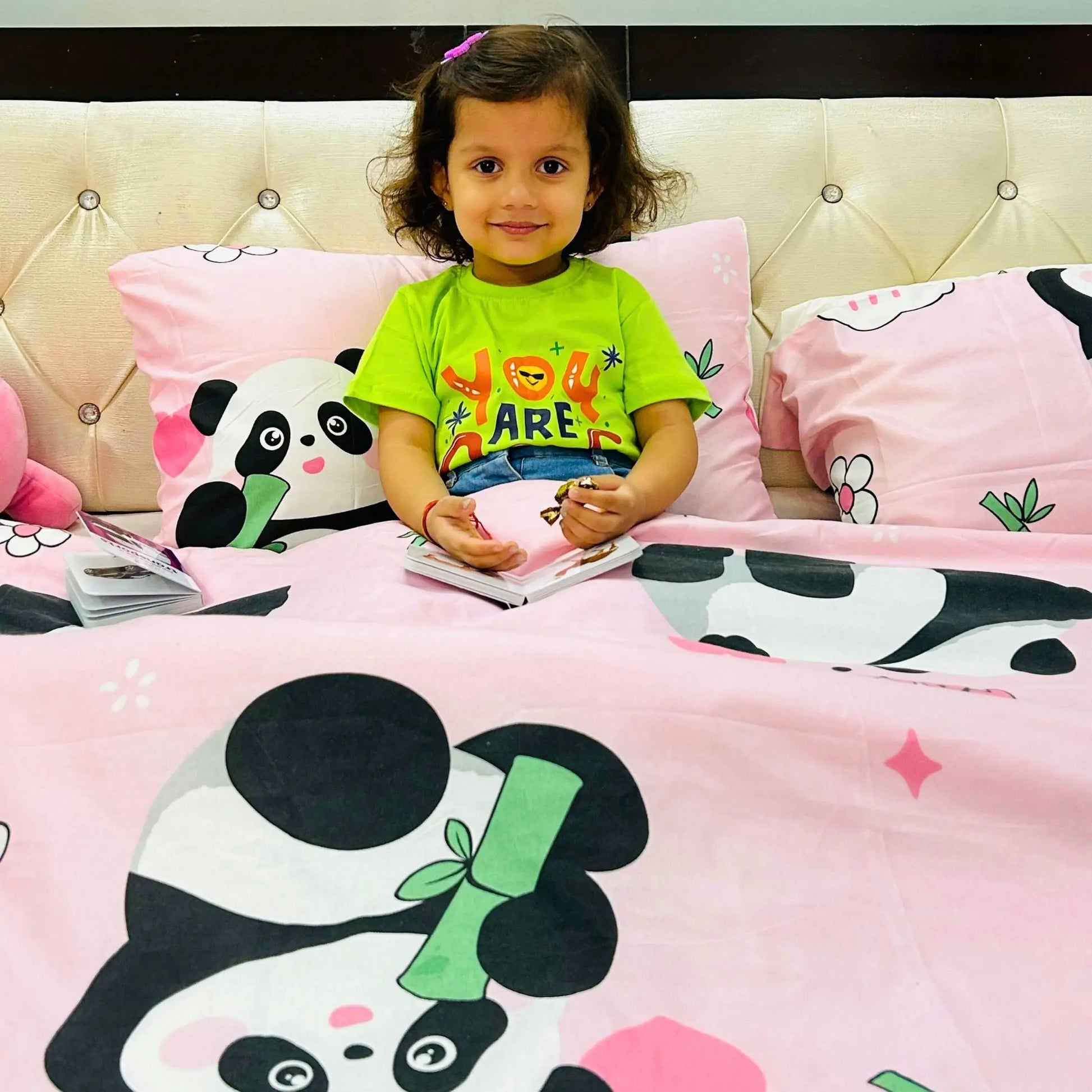 Sleepy Pink Panda bedding set for complete kids' room makeover