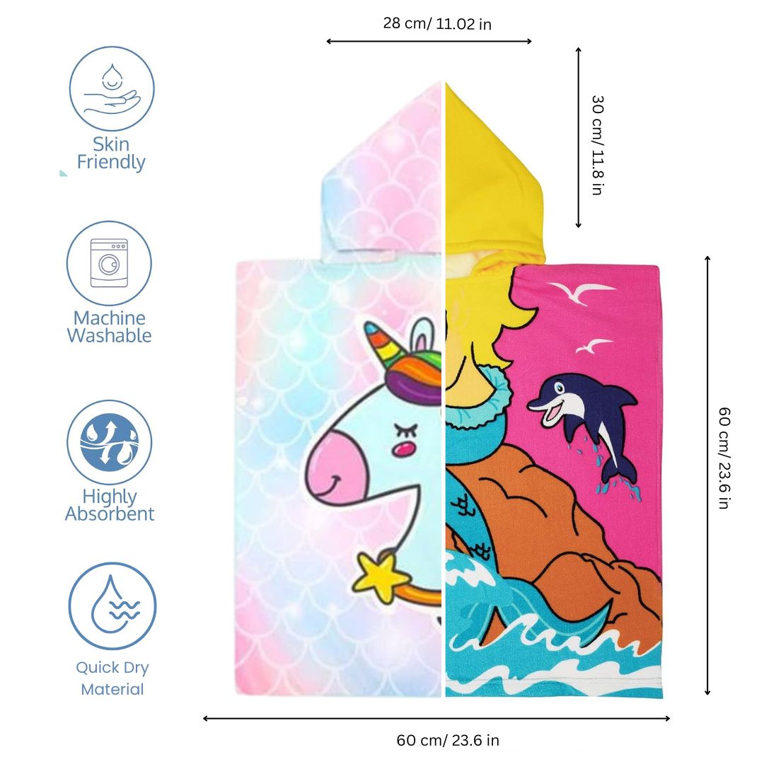 Famyo Poncho Towel Set of 2, Bundle Offer - PB Unicorn & Pink Mermaid