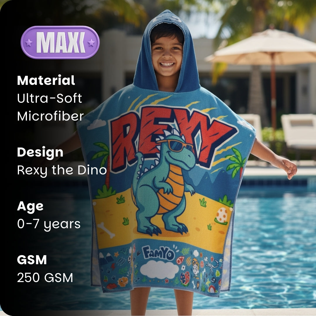 Leo the Astro Glow Maxx Blanket & Rexy the Dino Hood Maxx Poncho Towel Combo – Glow Maxx Series | Soft Flannel Queen Size Blanket & Bath Towel Set