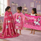 June the Unicorn kids combo featuring a Glow Blanket, Hooded Poncho Towel, and 70 × 140 cm quick-dry terry bath towel, designed for cozy bedtime, bath time, swimming, beach trips, and everyday use.