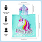 Magic Beach Pink Unicorn Poncho Towel for Kids, 1-7 years, 60 x 60cm | 100% Cotton, Skin-Friendly Microfiber Hooded Kids Bath Towel | Quick-Drying, Water Absorbing, Full-Size Bathrobe