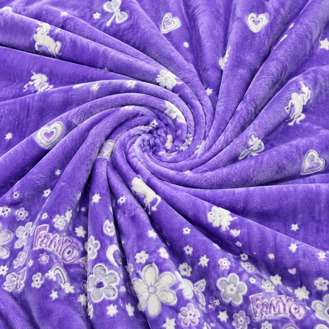 Lavender Unicorn Glow in the Dark Quilt/Blanket/AC Comforter | Soft Premium Flannel | Queen Size | All-Season Glow Blanket for Adults