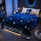 Dark Blue Astronaut Glow in the Dark Quilt/Blanket/AC Comforter | Soft Premium Flannel | Queen Size | All-Season Glow Blanket for Adults