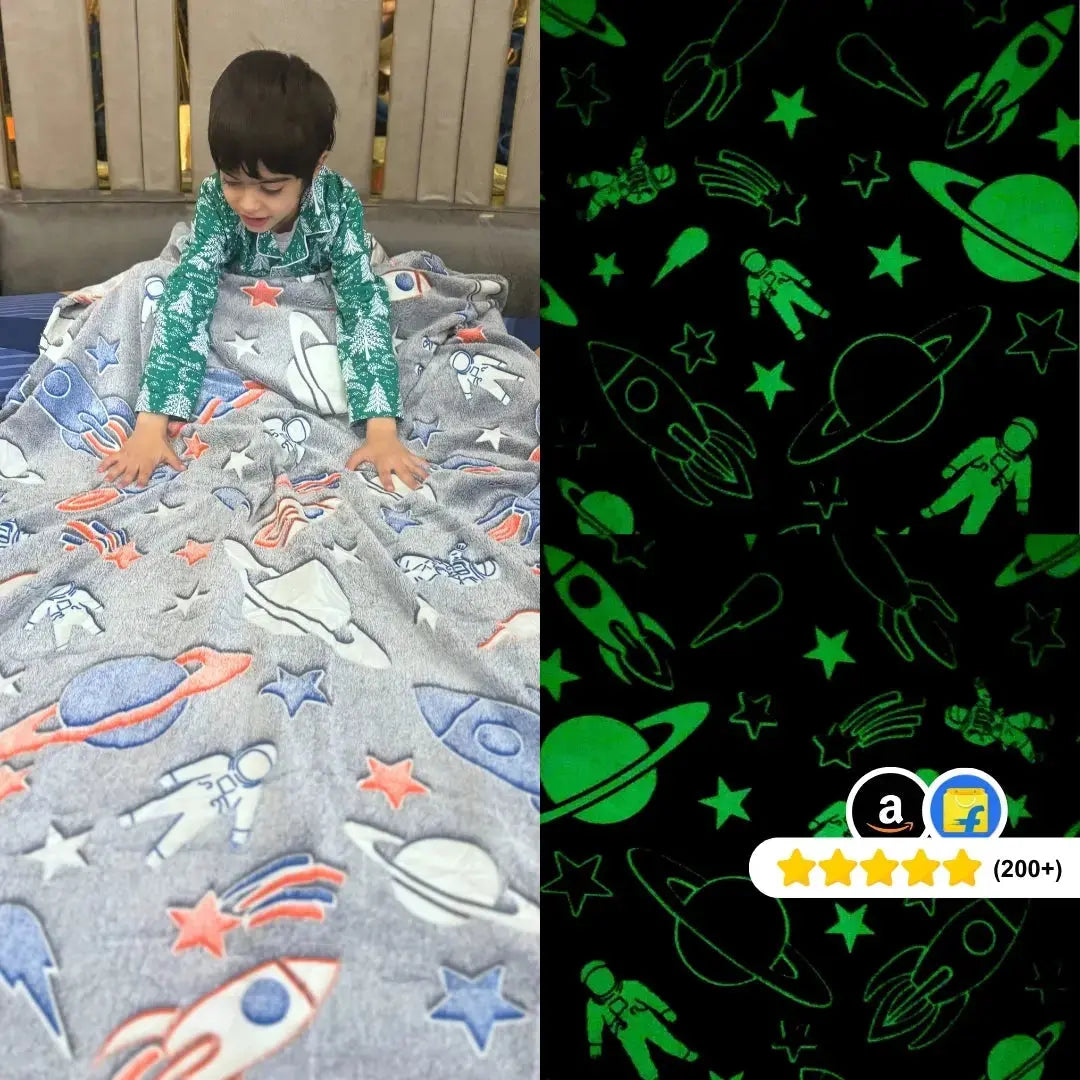 Rocket/Spaceship Glow in The Dark Blanket for Kids | 0-15 years Famyo Shop WH