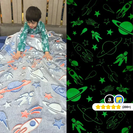 Rocket/Spaceship Glow in The Dark Blanket for Kids | 0-15 years Famyo Shop WH