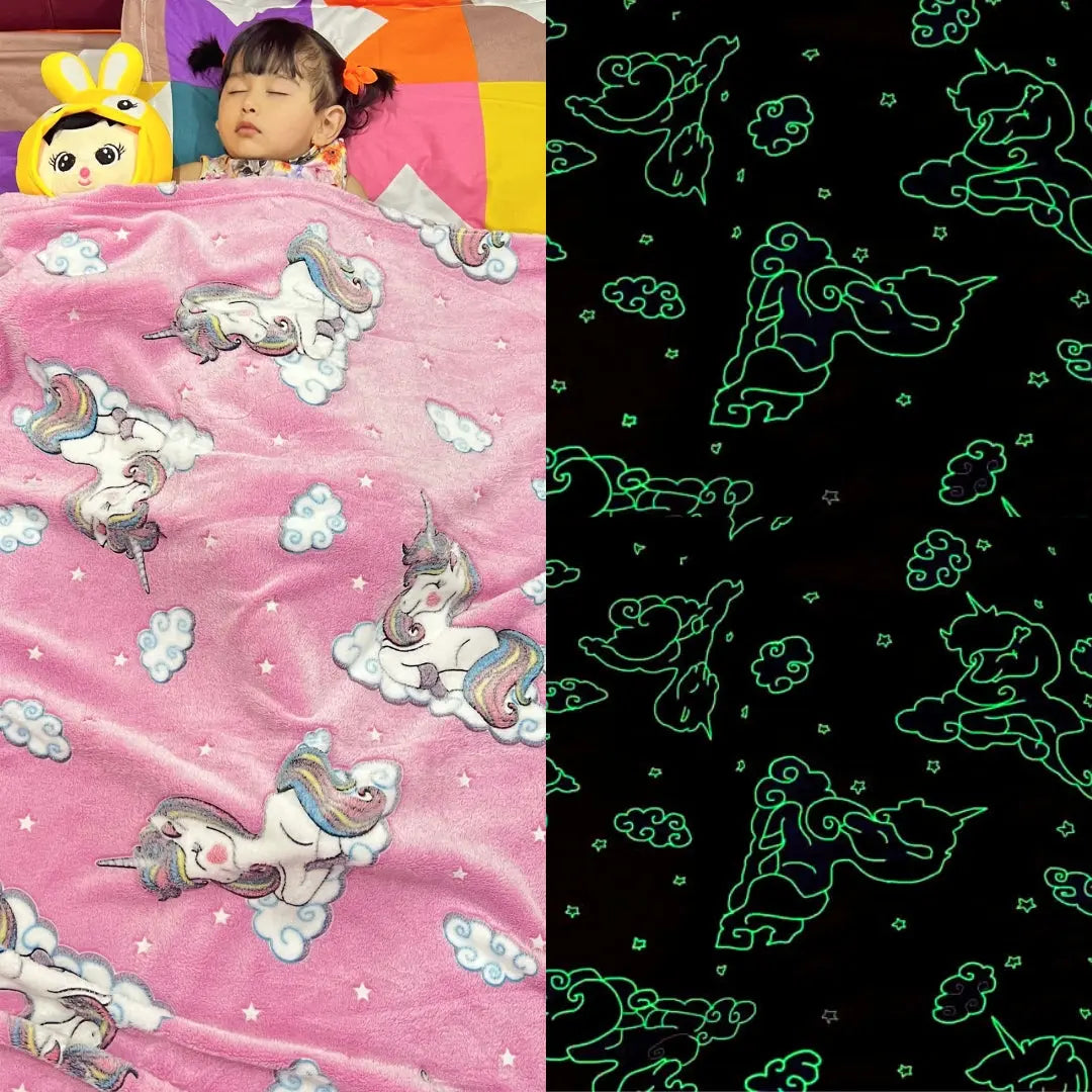 Dreamy Unicorn Glow in The Dark Blanket for Kids, 0-15 years | Ultra-soft & Lightweight Blanket for Kids Famyo Shop WH