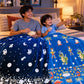 Dark Blue Astronaut & Rexy the Dino Glow in the Dark Blanket/Ouilt/ AC Comforter Combo for Kids | Set of 2 Queen Size