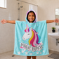 Magic Beach Pink Unicorn Poncho Towel for Kids, 1-7 years, 60 x 60cm | 100% Cotton, Skin-Friendly Microfiber Hooded Kids Bath Towel | Quick-Drying, Water Absorbing, Full-Size Bathrobe
