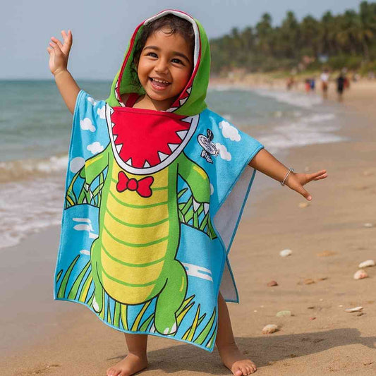 Crocodile Baby Towel - Poncho Towel for Kids, 1-7 years | Quick-Drying Microfiber Kids Bath Towel Famyo Shop WH