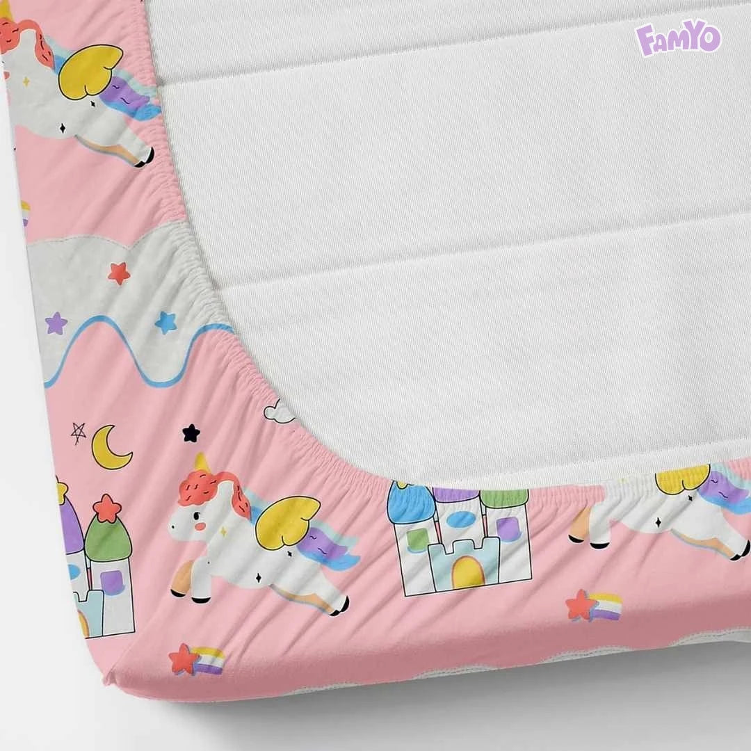 Unicorn and dinosaur fitted bedsheets – microfiber combo set for playful kids’ rooms