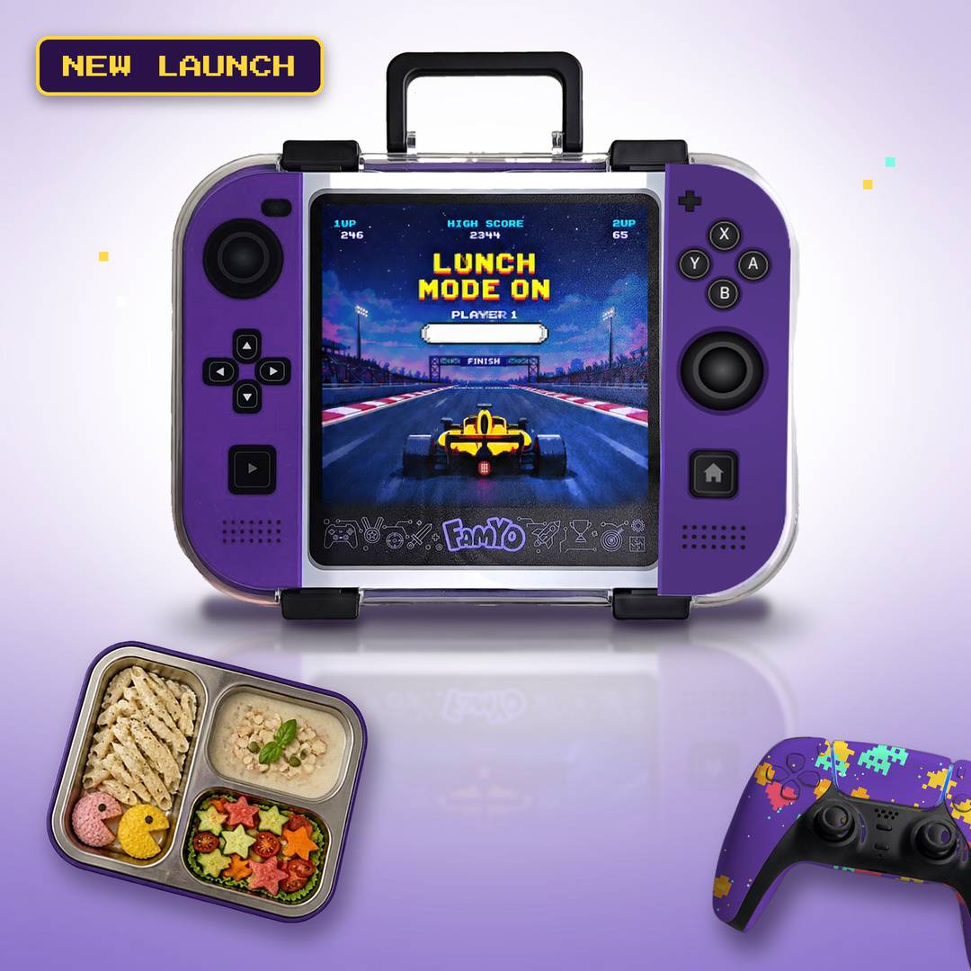 Game On Bento Lunch Box for Kids | 3 Stainless Steel Compartments | 800 ML | BPA-Free Kids Tiffin Box | Perfect Birthday Gift for Kids Who Love Games