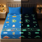 Rexy the Dino Glow Bedsheet for Kids | King Size Bedsheet Set | 300 TC Cotton-Blend | Free Pillow Cover