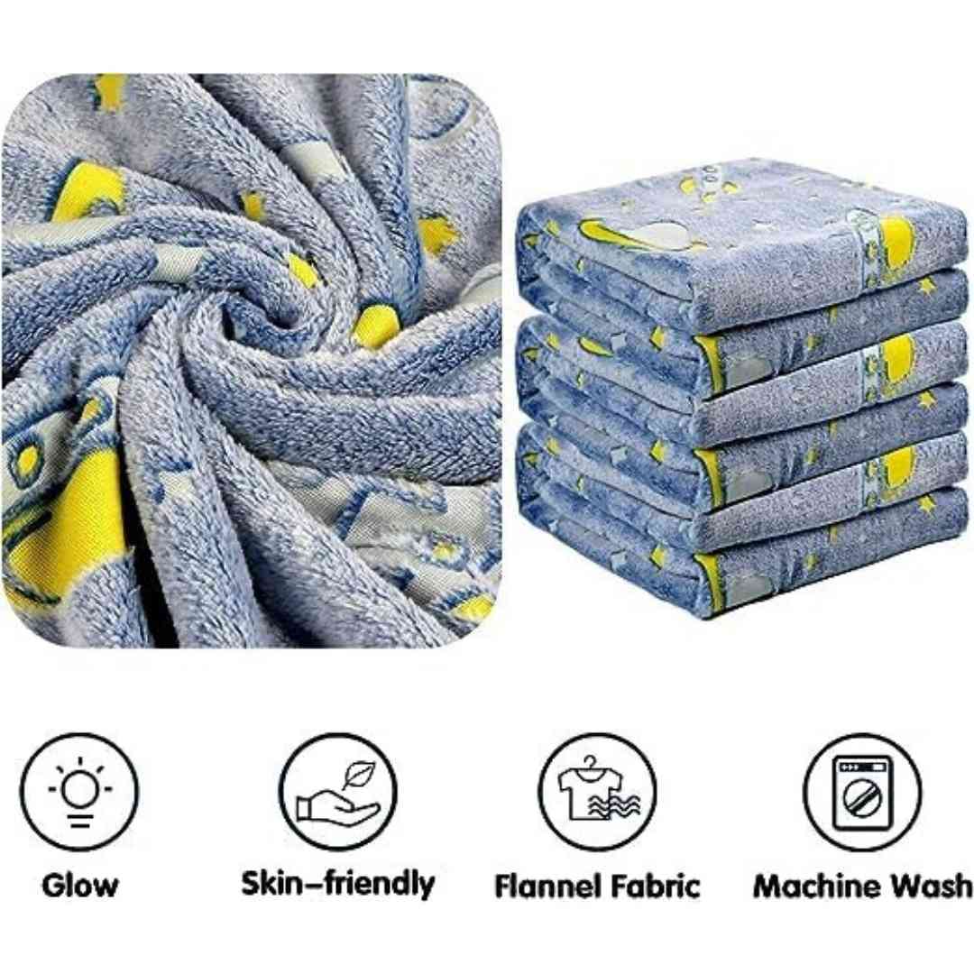 Famyo astronaut glow in the dark blanket – soft flannel for AC comfort
