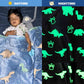Queen-size dinosaur blanket – glow in the dark stars for boys and girls