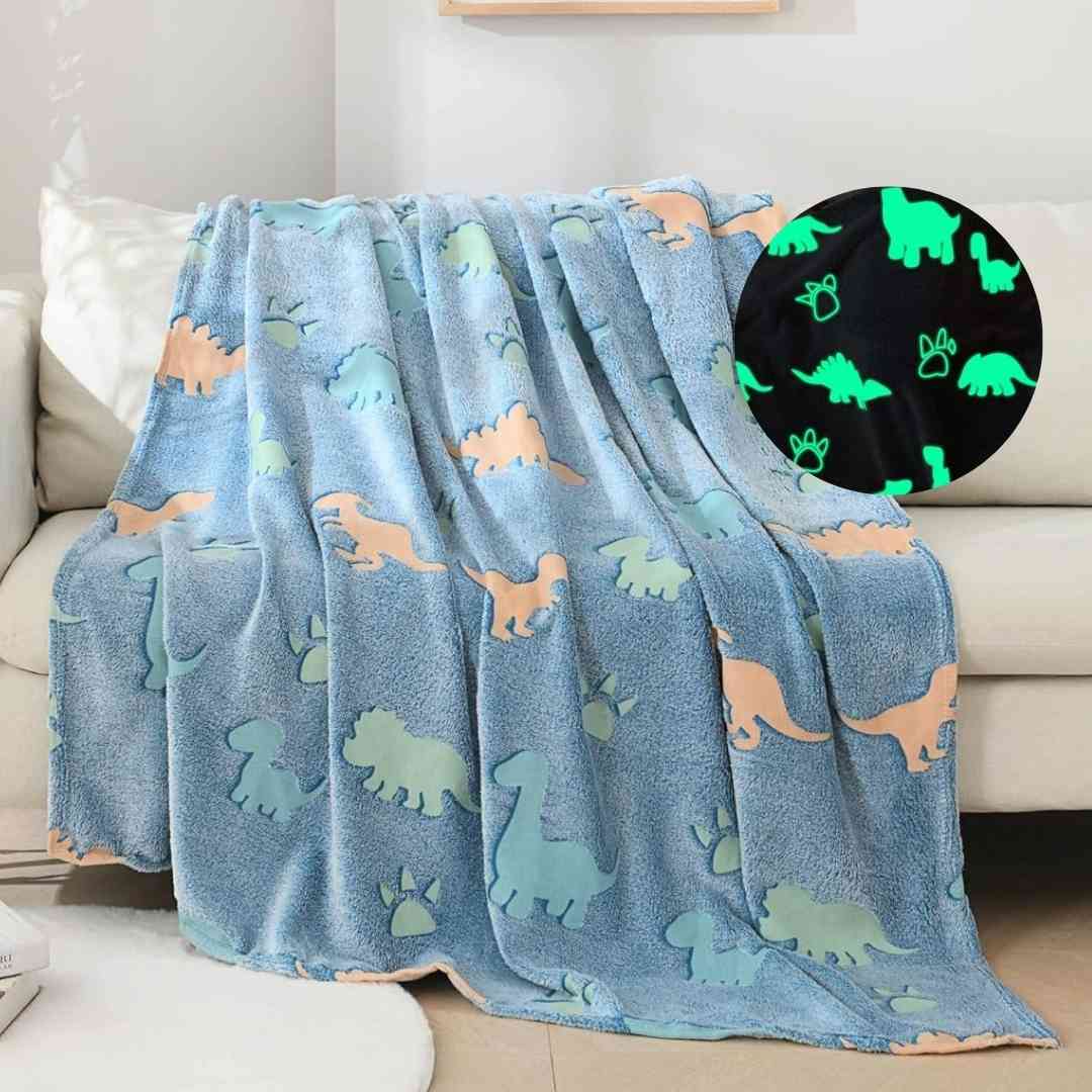 AC blanket for kids – big dinosaur glow design in breathable microfiber