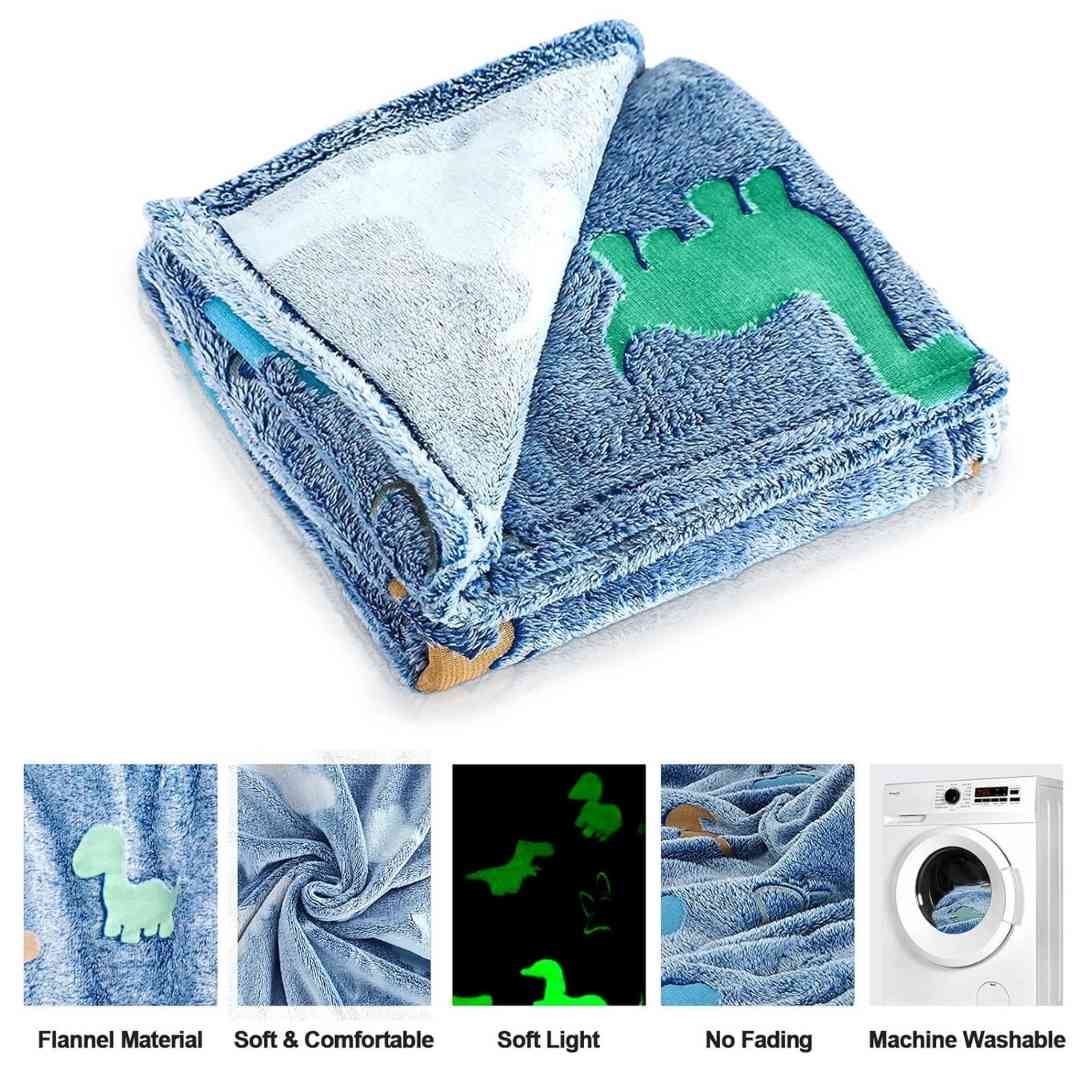 Kids AC blanket – large dino design that glows in the dark by Famyo
