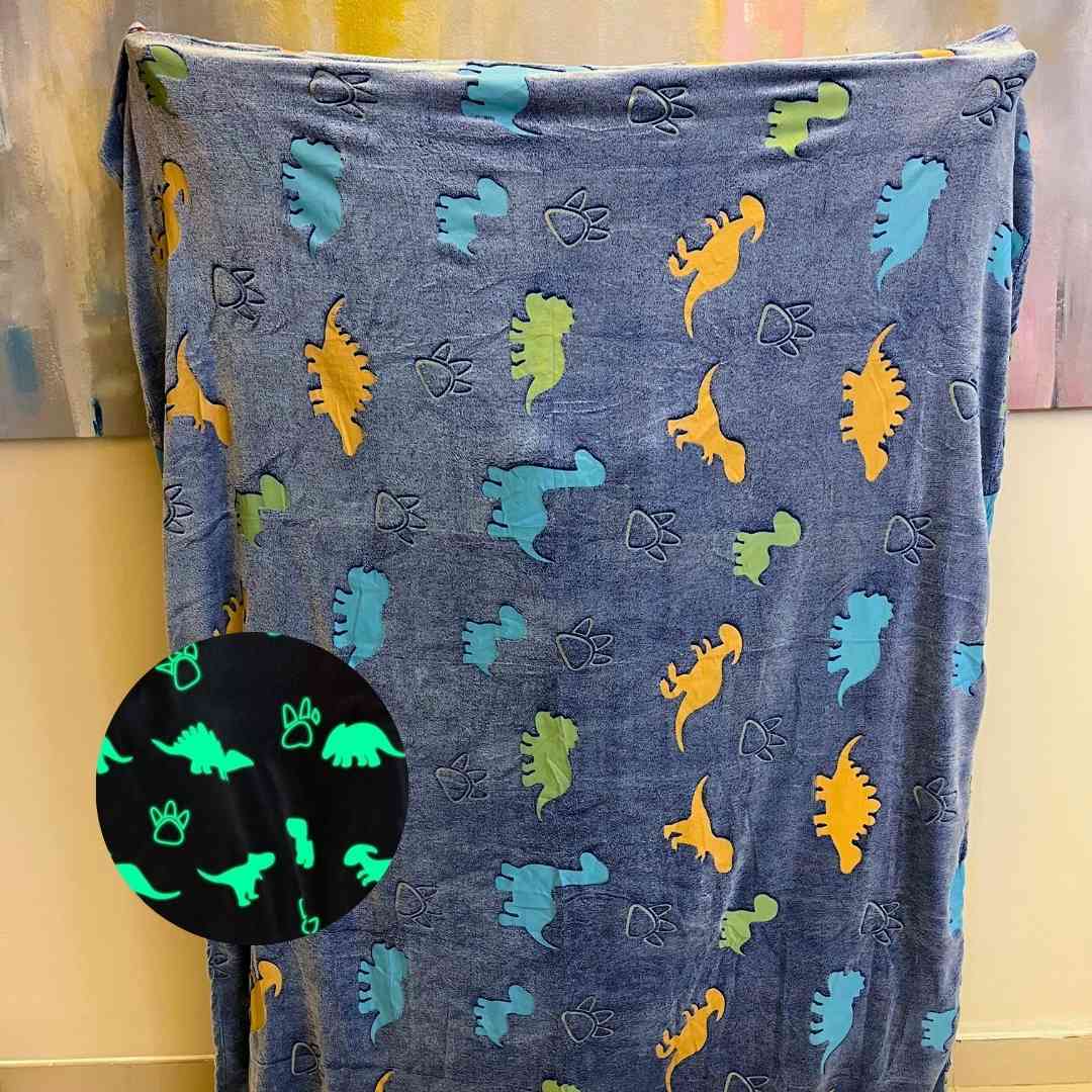 Glow in dark big dino blanket – perfect AC blanket for boys and girls