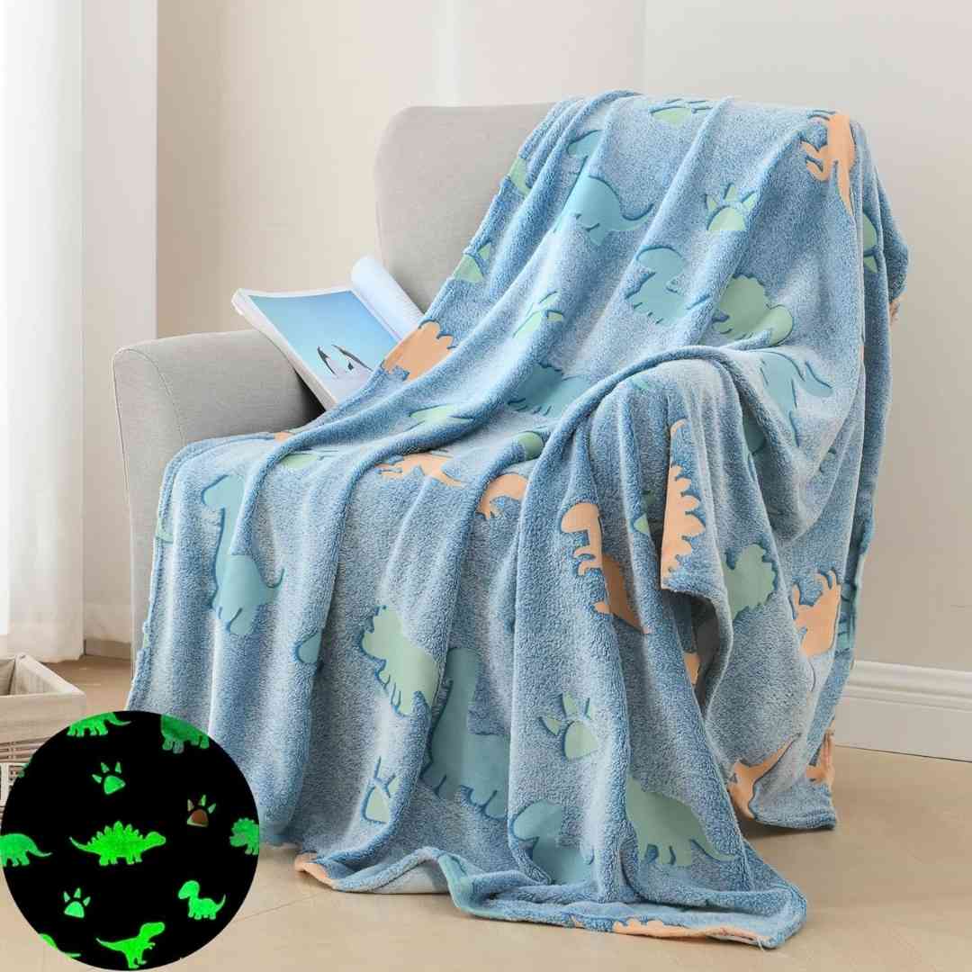 Big dinosaur bedtime blanket – glow in dark comfort for kids’ dreams