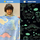 Famyo kids blanket – blue base dinosaur print with glow in dark accents