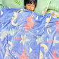 Blue flannel dinosaur blanket – glow in dark fun by Famyo for bedtime