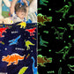 Dark blue dino glow in the dark blanket by Famyo – queen size kids blanket