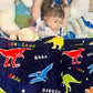 Dark blue dinosaur blanket – glow in the dark stars and dinos for bedtime