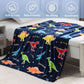Famyo boys blanket – dinosaur theme with glow magic in dark blue