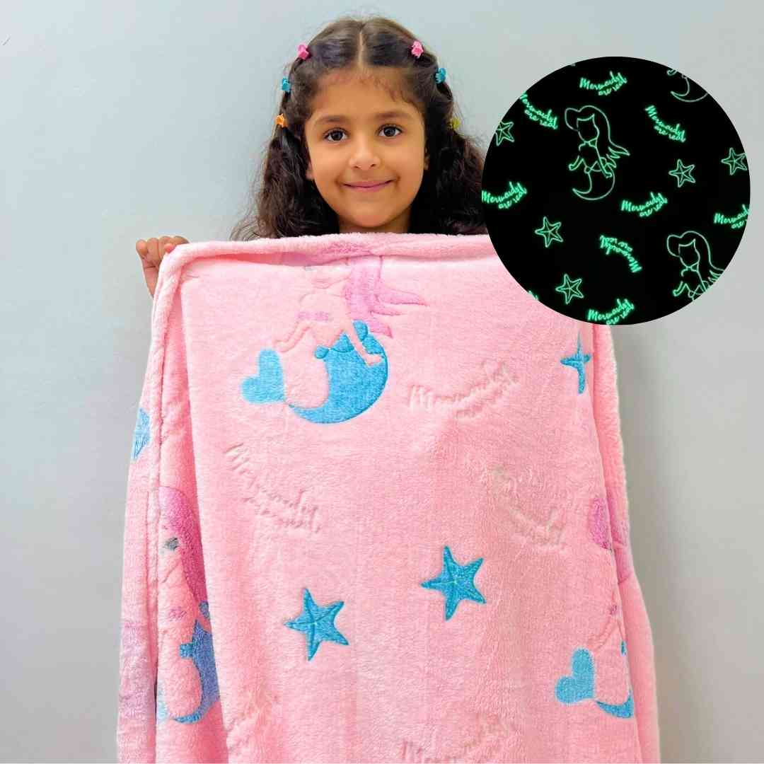 Glow in the dark mermaid blanket for kids – perfect for girls aged 0–15