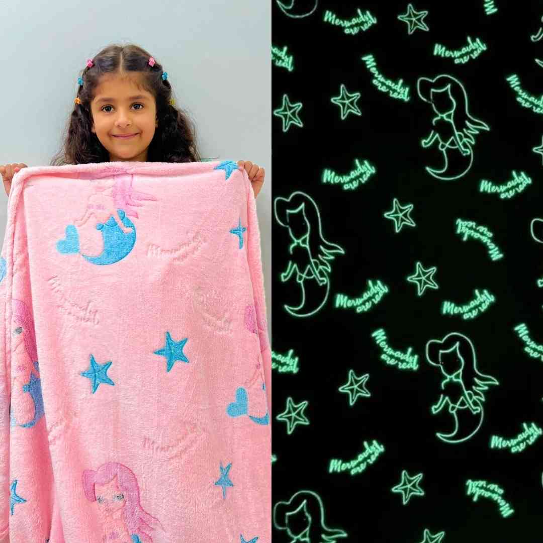 Kids mermaid blanket – glow in dark stars and underwater fantasy by Famyo