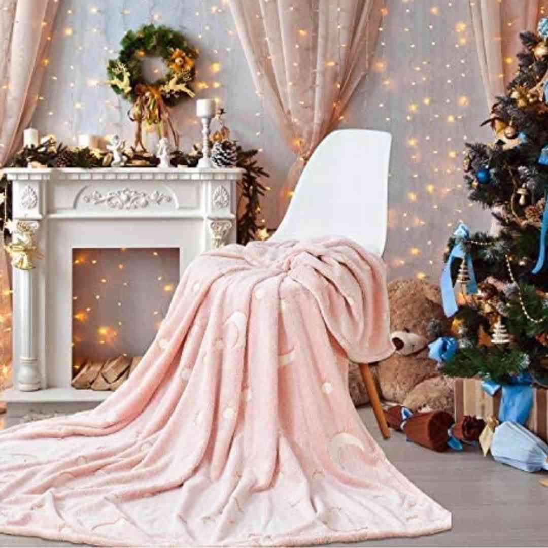 Pink Stars Glow in The Dark Blanket for Kids, Ages 0-15 years | Ultra-soft & Lightweight Blanket for Kids Famyo Shop WH