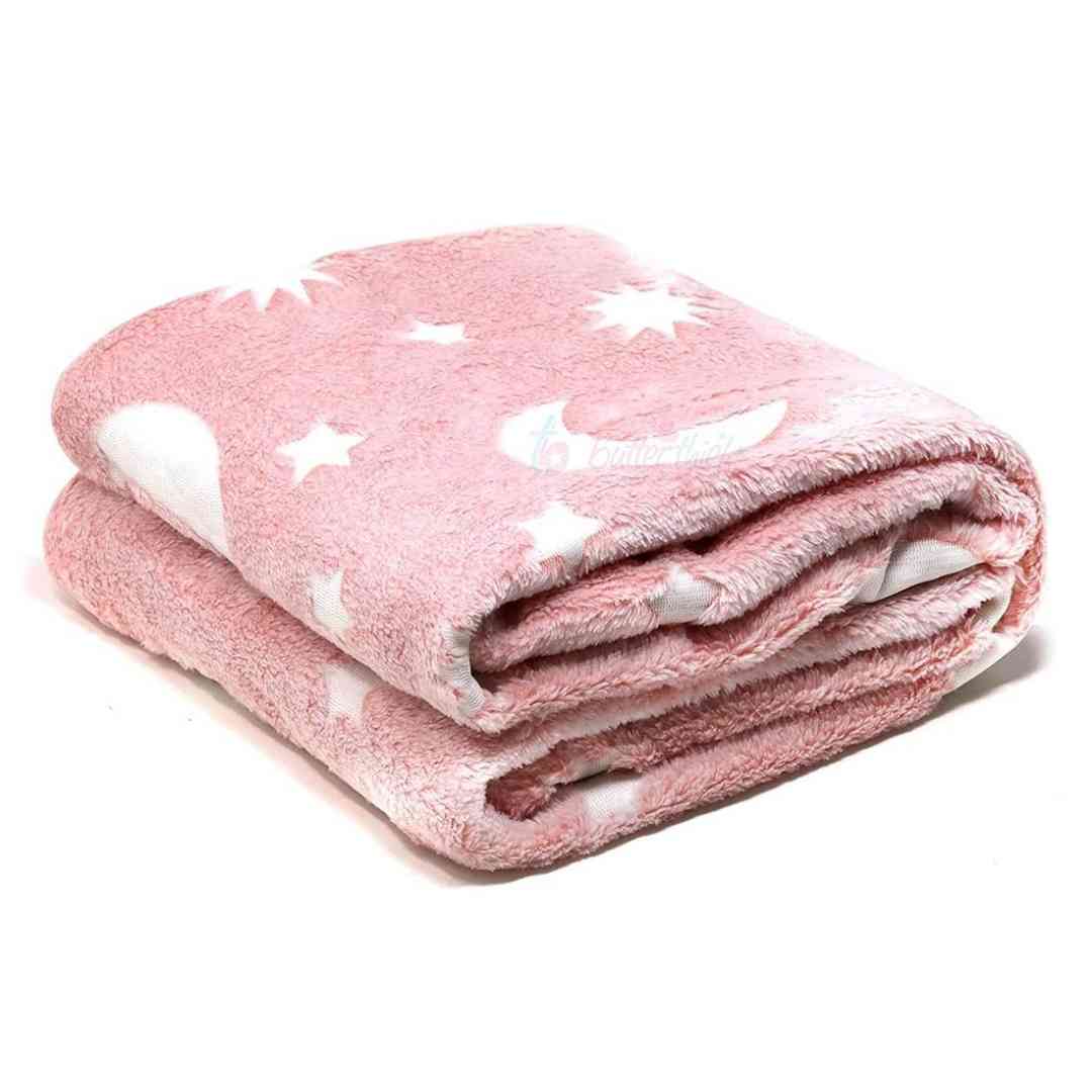 Pink Stars Glow in The Dark Blanket for Kids, Ages 0-15 years | Ultra-soft & Lightweight Blanket for Kids Famyo Shop WH
