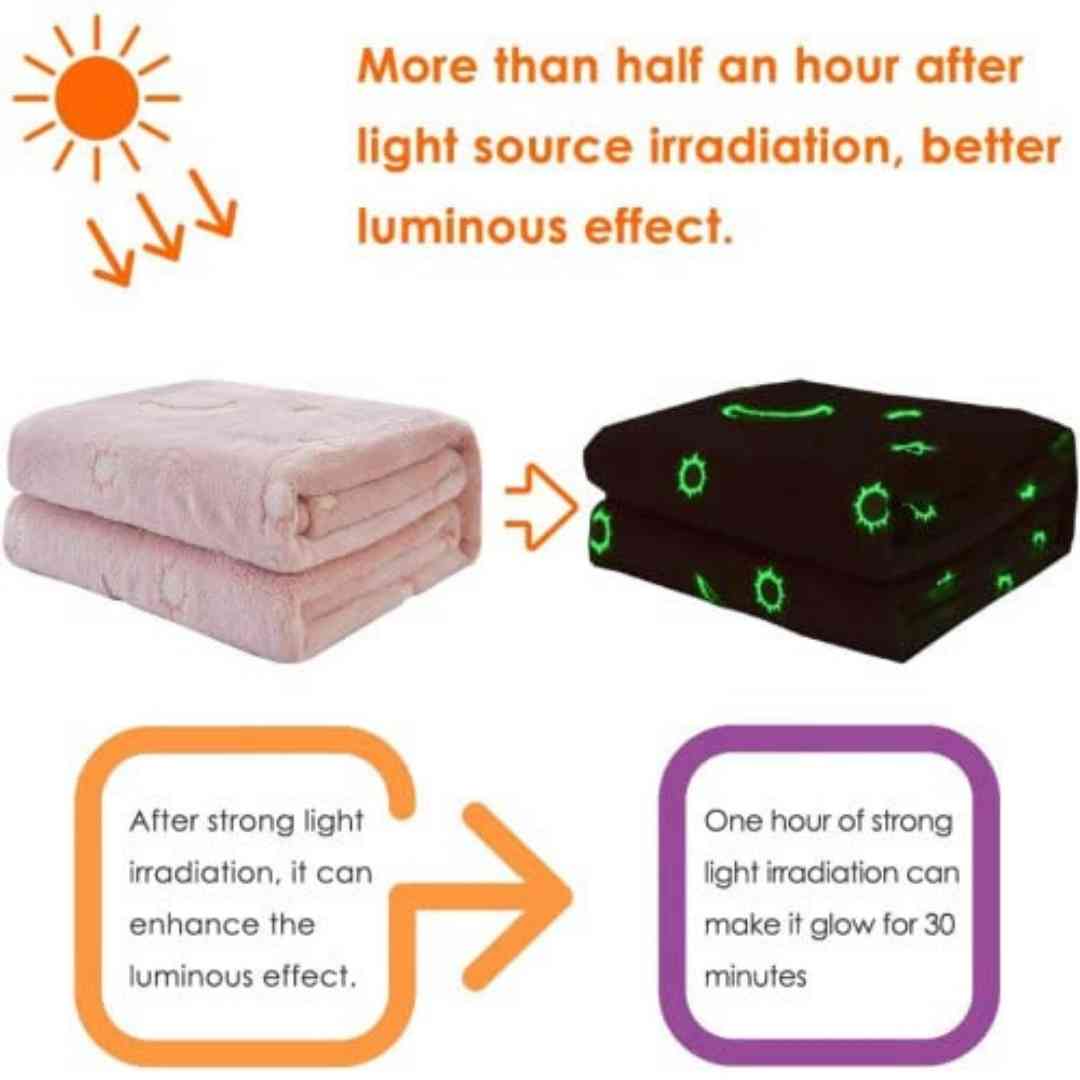 Pink Stars Glow in The Dark Blanket for Kids, Ages 0-15 years | Ultra-soft & Lightweight Blanket for Kids Famyo Shop WH