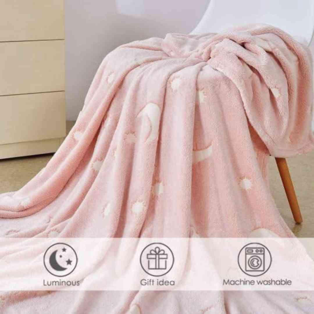 Pink Stars Glow in The Dark Blanket for Kids, Ages 0-15 years | Ultra-soft & Lightweight Blanket for Kids Famyo Shop WH