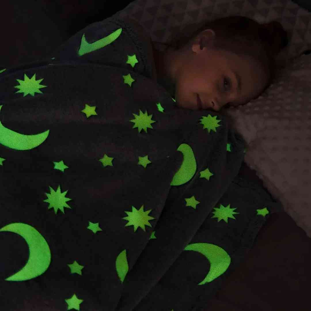Pink Stars Glow in The Dark Blanket for Kids, Ages 0-15 years | Ultra-soft & Lightweight Blanket for Kids Famyo Shop WH