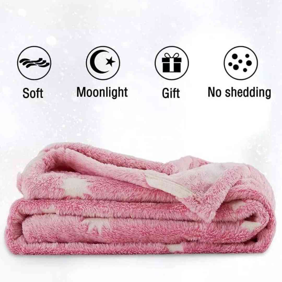 Pink Stars Glow in The Dark Blanket for Kids, Ages 0-15 years | Ultra-soft & Lightweight Blanket for Kids Famyo Shop WH