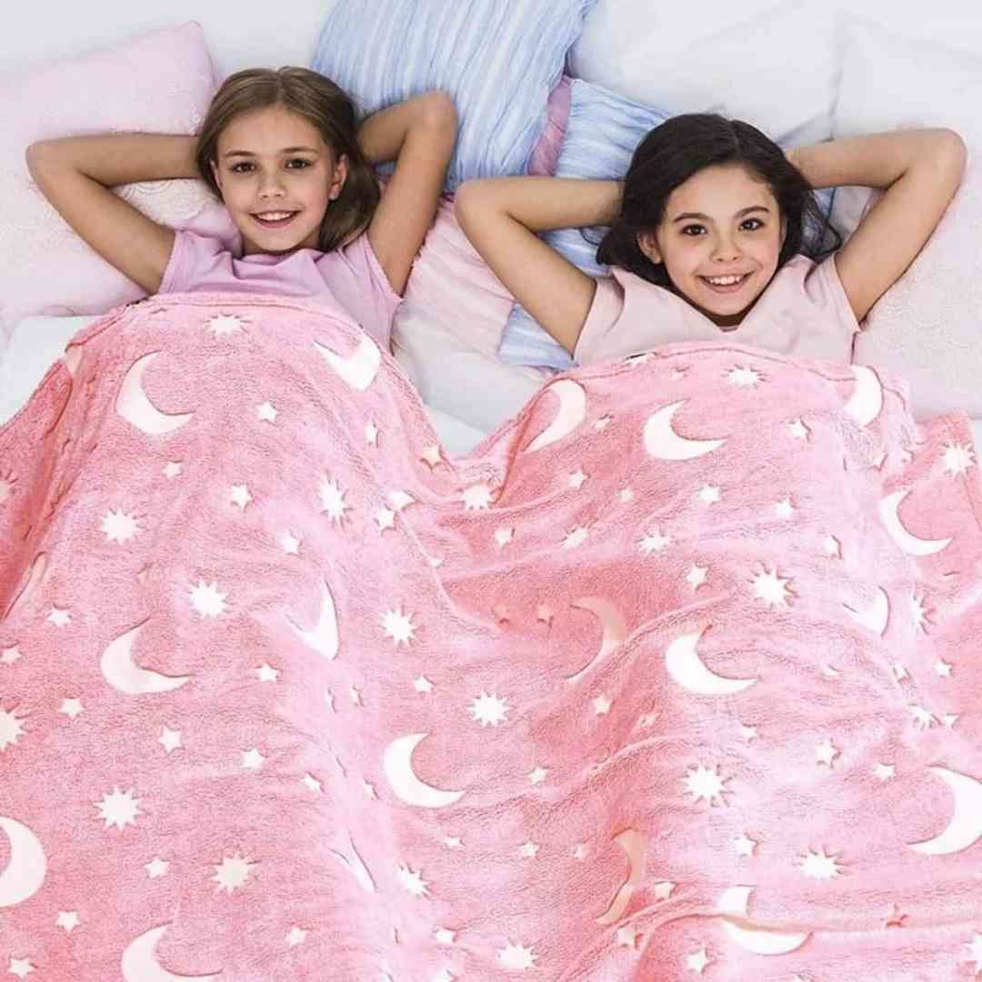 Pink Stars Glow in The Dark Blanket for Kids, Ages 0-15 years | Ultra-soft & Lightweight Blanket for Kids Famyo Shop WH
