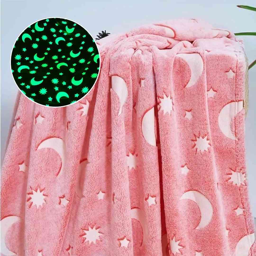 Pink Stars Glow in The Dark Blanket for Kids, Ages 0-15 years | Ultra-soft & Lightweight Blanket for Kids Famyo Shop WH