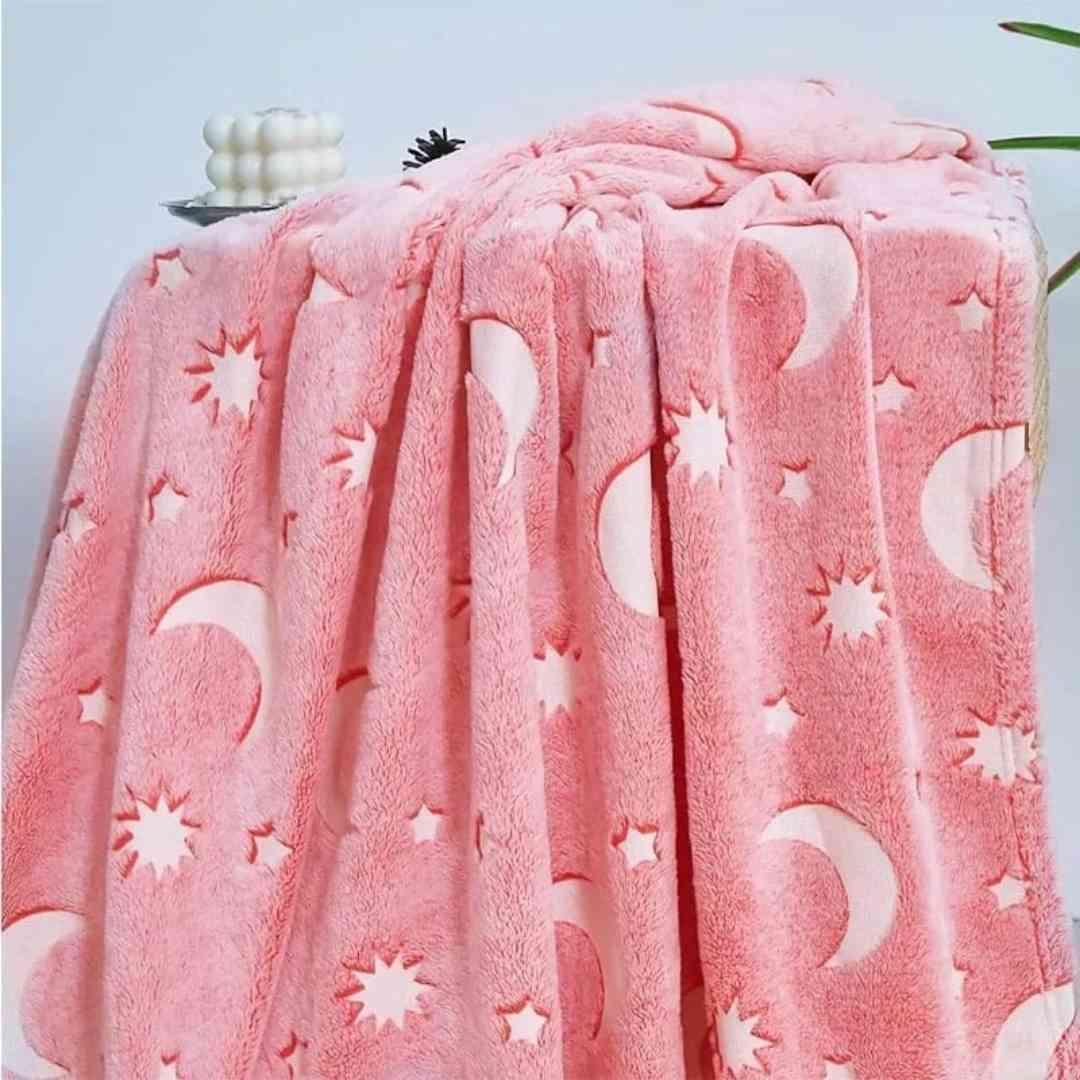 Pink Stars Glow in The Dark Blanket for Kids, Ages 0-15 years | Ultra-soft & Lightweight Blanket for Kids Famyo Shop WH